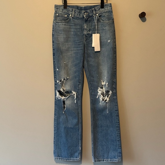 STELLA MCCARTNEY FALABELLA CHAIN KNEES DISTRESSED BOOTCUT JEANS VINTAGE BLUE 27 - Picture 9 of 15